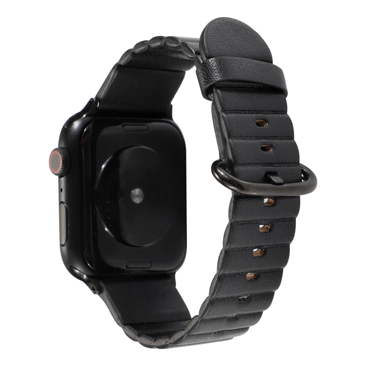 Loop Stripes Watch Band with Iron Buckle For Apple Watch Series 7 45mm / 6 & SE & 5 & 4 44mm / 3 & 2 & 1 42mm(Black) by bashfashion