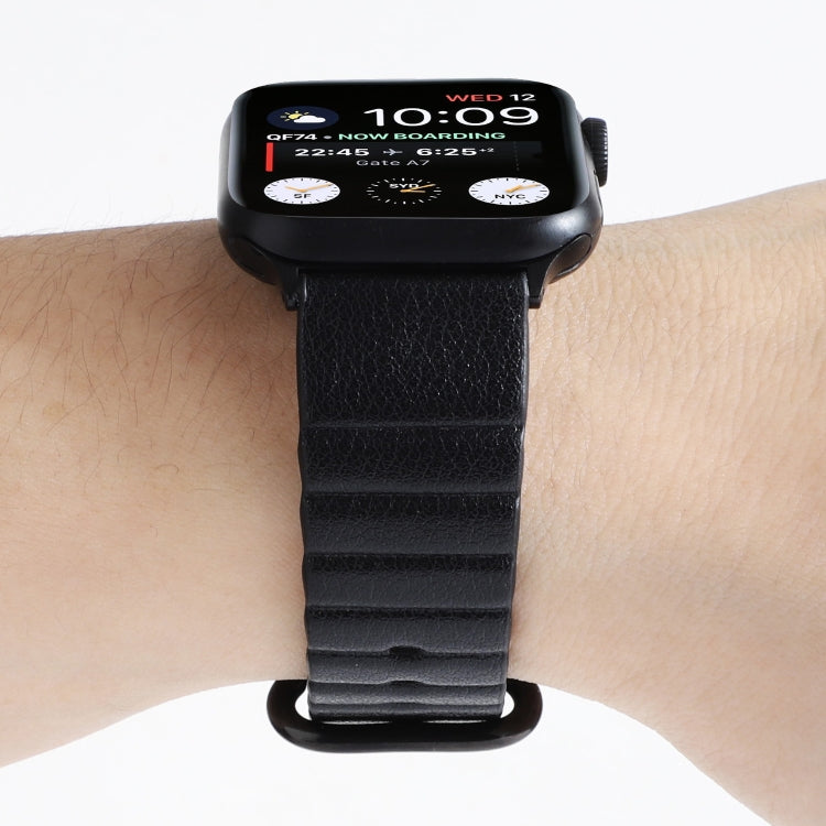Loop Stripes Watch Band with Iron Buckle For Apple Watch Series 7 45mm / 6 & SE & 5 & 4 44mm / 3 & 2 & 1 42mm(Black) by bashfashion