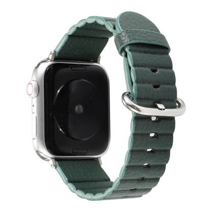 Loop Stripes Watch Band with Iron Buckle For Apple Watch Series 7 45mm / 6 & SE & 5 & 4 44mm / 3 & 2 & 1 42mm(Dark Green) by bashfashion