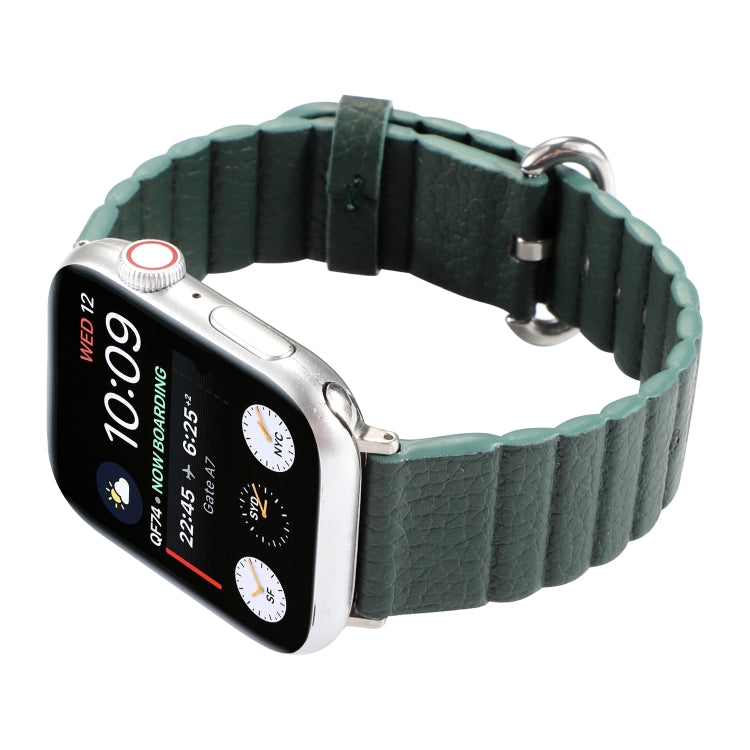 Loop Stripes Watch Band with Iron Buckle For Apple Watch Series 7 45mm / 6 & SE & 5 & 4 44mm / 3 & 2 & 1 42mm(Dark Green) by bashfashion