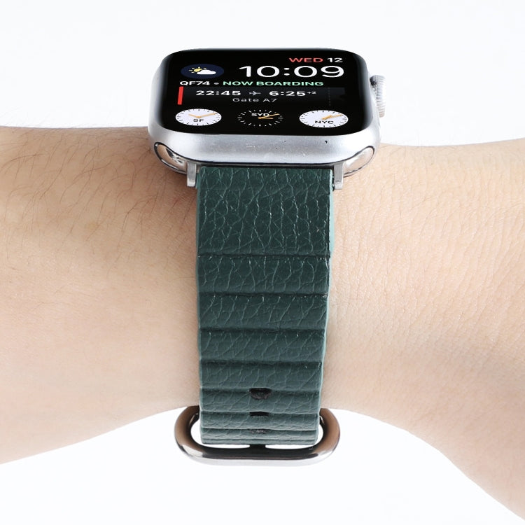 Loop Stripes Watch Band with Iron Buckle For Apple Watch Series 7 45mm / 6 & SE & 5 & 4 44mm / 3 & 2 & 1 42mm(Dark Green) by bashfashion
