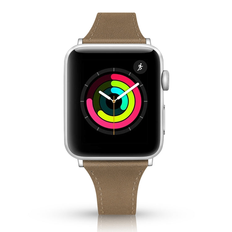 Leather Watch Band with Steel Button For Apple Watch Series 9&8&7 41mm / SE 3&SE 2&6&SE&5&4 40mm / 3&2&1 38mm(Light Brown) by bashfashion
