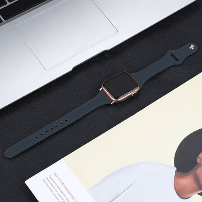 Leather Watch Band with Steel Button For Apple Watch Series 9&8&7 41mm / SE 3&SE 2&6&SE&5&4 40mm / 3&2&1 38mm(Blue) by bashfashion