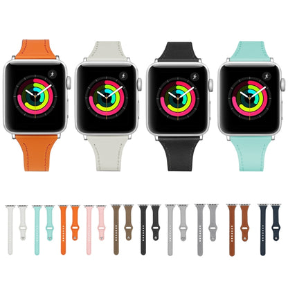 Leather Watch Band with Steel Button For Apple Watch Series 9&8&7 41mm / SE 3&SE 2&6&SE&5&4 40mm / 3&2&1 38mm(Dark Grey) by bashfashion