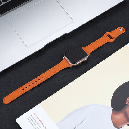 Leather Watch Band with Steel Button For Apple Watch Ultra 49mm&Watch Ultra 2 49mm / Series 9&8&7 45mm / SE 3&SE 2&6&SE&5&4 44mm / 3&2&1 42mm(Orange) by bashfashion