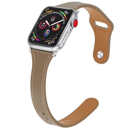 Leather Watch Band with Steel Button For Apple Watch Ultra 49mm&Watch Ultra 2 49mm / Series 9&8&7 45mm / SE 3&SE 2&6&SE&5&4 44mm / 3&2&1 42mm(Light Brown) by bashfashion