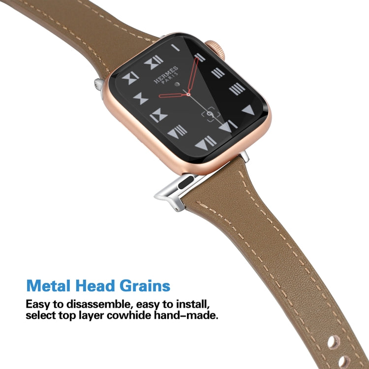 Leather Watch Band with Steel Button For Apple Watch Ultra 49mm&Watch Ultra 2 49mm / Series 9&8&7 45mm / SE 3&SE 2&6&SE&5&4 44mm / 3&2&1 42mm(Light Brown) by bashfashion