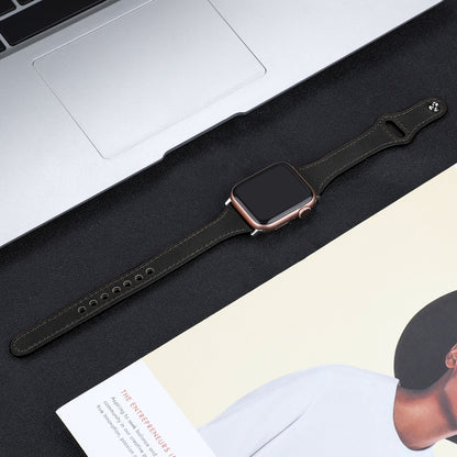 Leather Watch Band with Steel Button For Apple Watch Ultra 49mm&Watch Ultra 2 49mm / Series 9&8&7 45mm / SE 3&SE 2&6&SE&5&4 44mm / 3&2&1 42mm(Black) by bashfashion