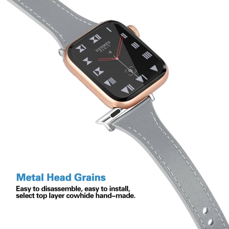 Leather Watch Band with Steel Button For Apple Watch Ultra 49mm&Watch Ultra 2 49mm / Series 9&8&7 45mm / SE 3&SE 2&6&SE&5&4 44mm / 3&2&1 42mm(Dark Grey) by bashfashion