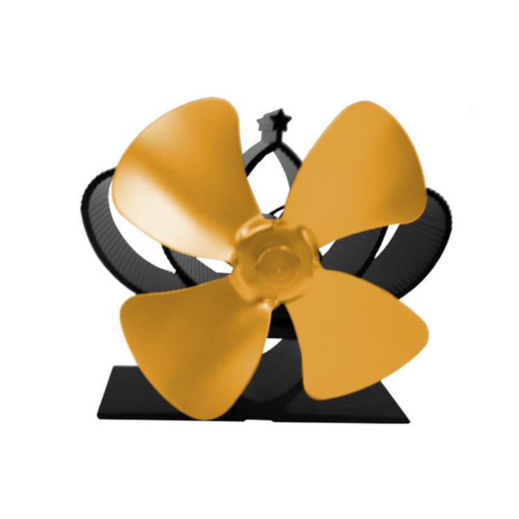 YL201 4-Blade High Temperature Metal Heat Powered Fireplace Stove Fan (Gold) by bashfashion