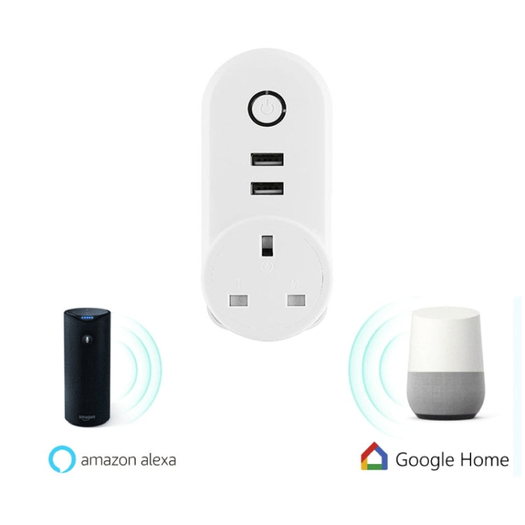 SA-002 2 USB Ports + 1 UK Socket WiFi Smart Power Plug Socket, Compatible with Alexa and Google Home, AC 110V-230V, UK Plug by bashfashion