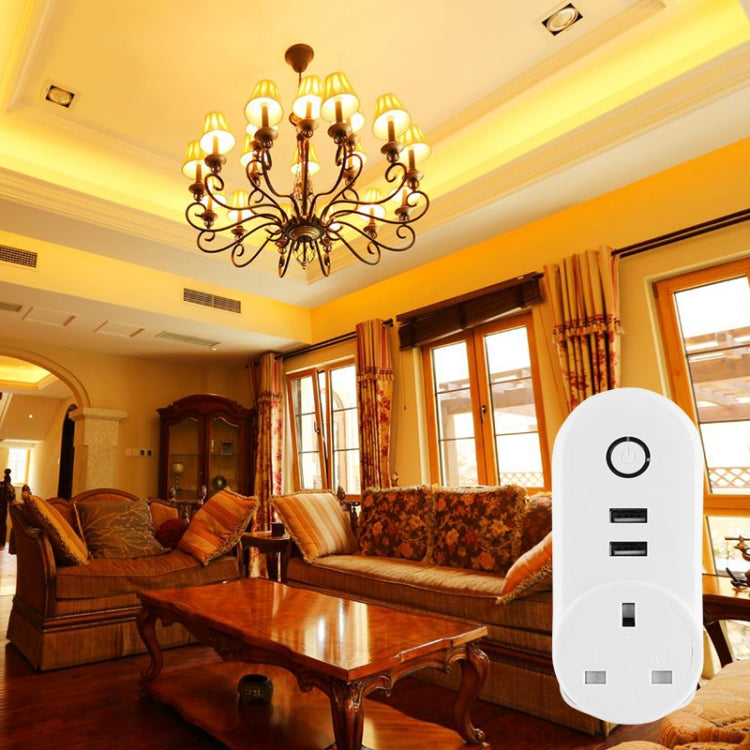 SA-002 2 USB Ports + 1 UK Socket WiFi Smart Power Plug Socket, Compatible with Alexa and Google Home, AC 110V-230V, UK Plug by bashfashion