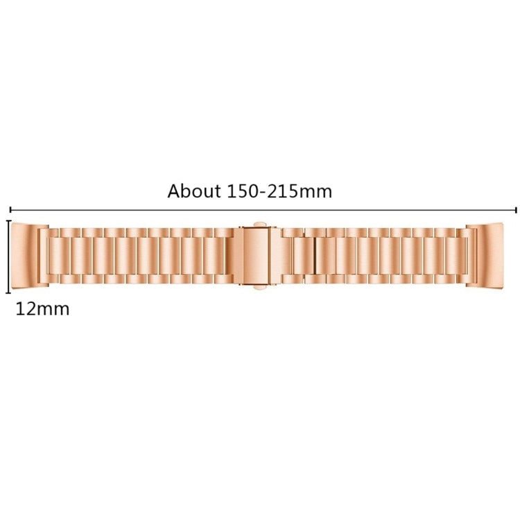 Three Beads Slingshot Buckle Solid Stainless Steel Watch Band for Fitbit Charge 4 (Rose Gold) by bashfashion