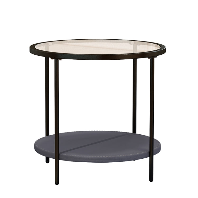 Coffee Table Share with Pets Multi-function Tempered Glass Round Shape Tabletop Tea Table, Size: 21.6x21.6x20.2 inch by bashfashion