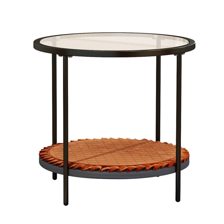 Coffee Table Share with Pets Multi-function Tempered Glass Round Shape Tabletop Tea Table, Size: 21.6x21.6x20.2 inch by bashfashion