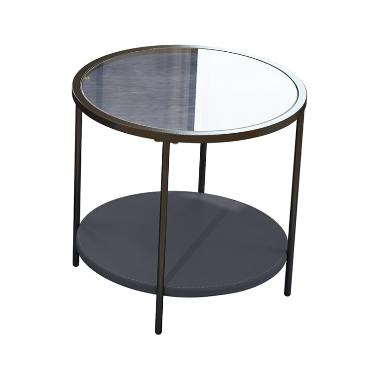 Coffee Table Share with Pets Multi-function Tempered Glass Round Shape Tabletop Tea Table, Size: 21.6x21.6x20.2 inch by bashfashion