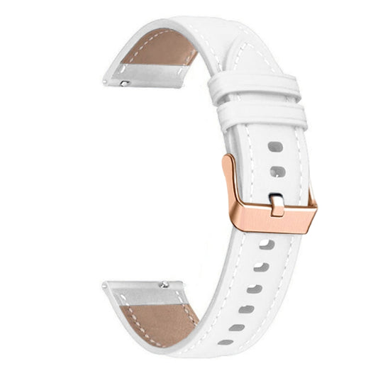 For Garmin Forerunner 265S / 255S / Venu 2S 18mm Rose Gold Buckle Genuine Leather Watch Band (White) by bashfashion