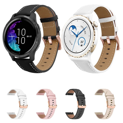 For Garmin Forerunner 265S / 255S / Venu 2S 18mm Rose Gold Buckle Genuine Leather Watch Band (Black) by bashfashion