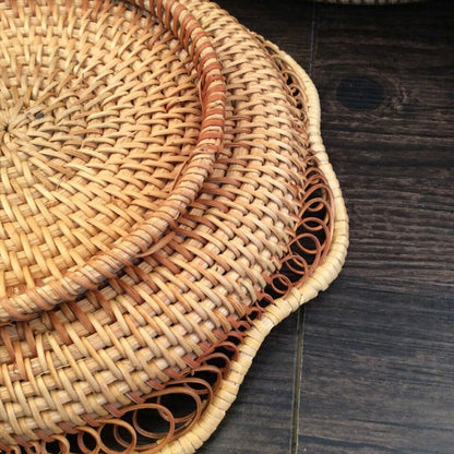 GP3 Braided Sweet Vegetable Fruit Snack Storage Tray Basket, Size: L by bashfashion