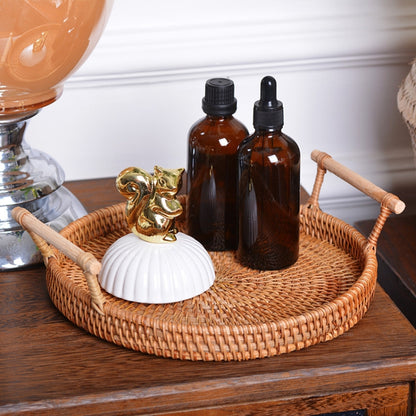 GP23 Braided Sweet Vegetable Fruit Snack Storage Tray Basket, Size: S by bashfashion