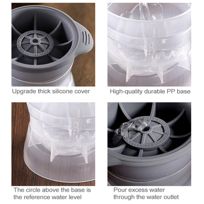 Home Spherical Ice Lattice Whisky Wine Ice Cube Maker Silicone Trays Mold with Cover (Grey) by bashfashion