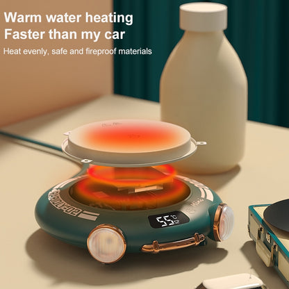 MN030 20W 110-220V Small Green Warm Coaster with LED Digital Display & Night Light, CN Plug (Pink) by bashfashion