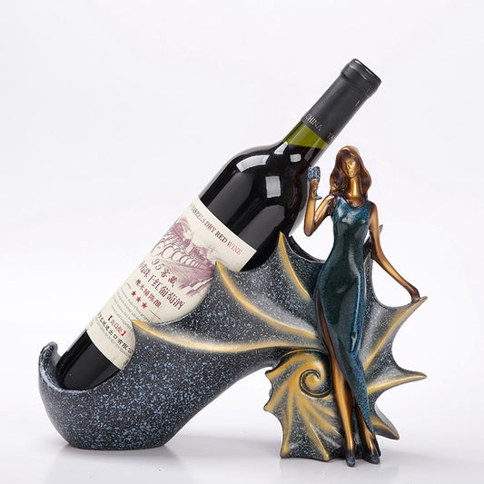 Blonde Shape Creative Red Wine Shelf Drain Rack Bottle Holder Ornament Resin Home Decoration (Blue) by bashfashion