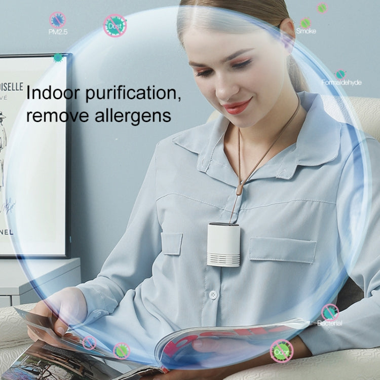 HE-K001 Hanging Neck Negative Ion Air Purifier Portable Household Formaldehyde Removal Portable Purifier(White) by bashfashion