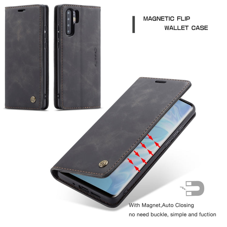 CaseMe-013 Multifunctional Retro Frosted Horizontal Flip Leather Case for Huawei P30, with Card Slot & Holder & Wallet (Black) by CaseMe