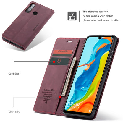 CaseMe-013 Multifunctional Retro Frosted Horizontal Flip Leather Case for Huawei P30 Lite, with Card Slot & Holder & Wallet (Wine Red) by CaseMe