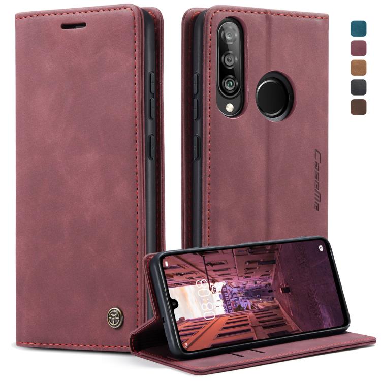 CaseMe-013 Multifunctional Retro Frosted Horizontal Flip Leather Case for Huawei P30 Lite, with Card Slot & Holder & Wallet (Wine Red) by CaseMe