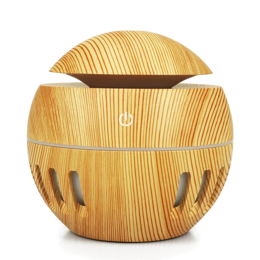 Wood Grain USB Hollowed-out Humidifier Seven Color Aromatherapy Lamp Automatic Alcohol Sprayer with Remote Control(Light Brown-3) by bashfashion