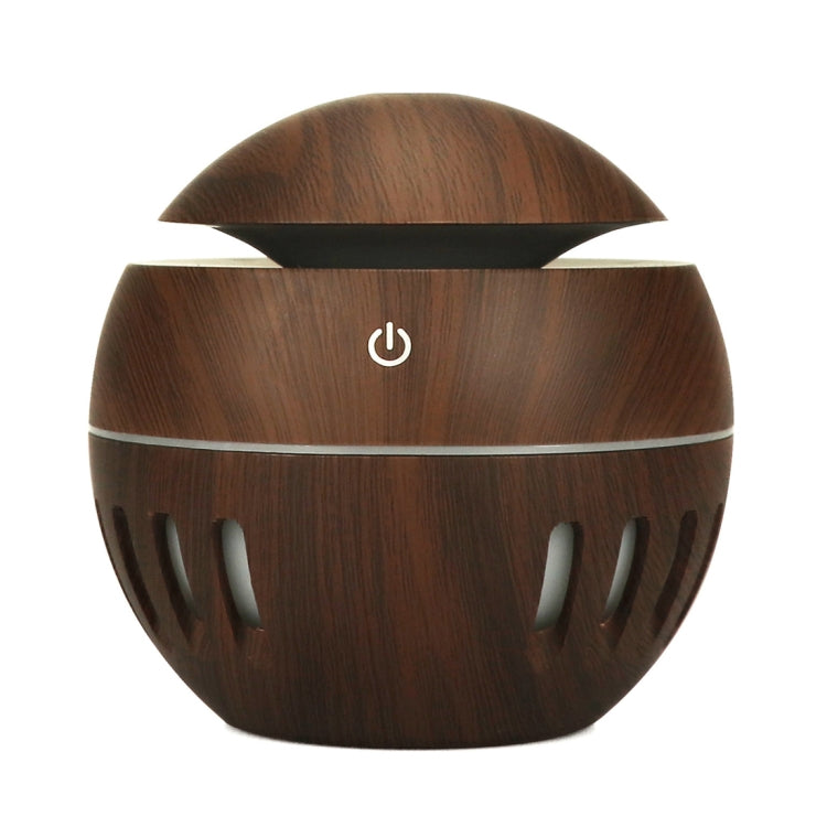 Wood Grain USB Hollowed-out Humidifier Seven Color Aromatherapy Lamp Automatic Alcohol Sprayer with Remote Control(Dark Brown-3) by bashfashion