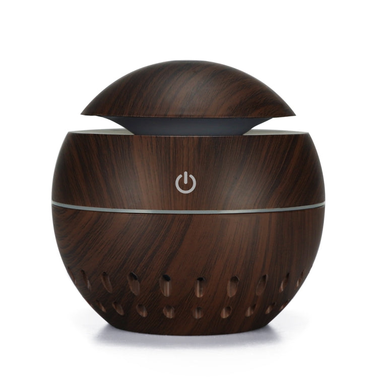 Wood Grain USB Hollowed-out Humidifier Seven Color Aromatherapy Lamp Automatic Alcohol Sprayer with Remote Control(Dark Brown-2) by bashfashion