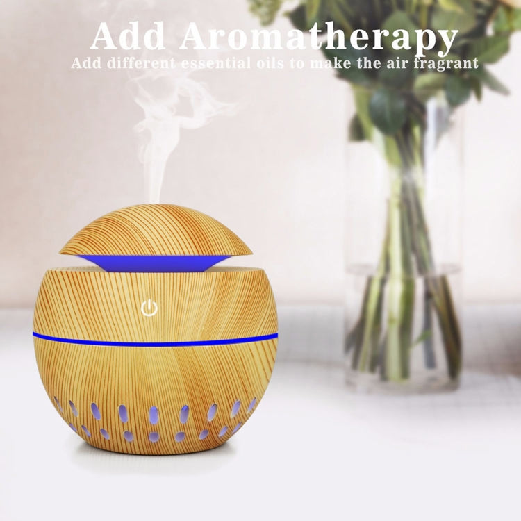 Wood Grain USB Hollowed-out Humidifier Seven Color Aromatherapy Lamp Automatic Alcohol Sprayer with Remote Control(White-1) by bashfashion