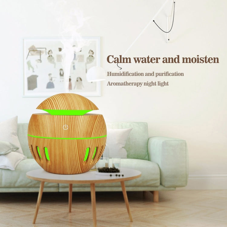 Wood Grain USB Hollowed-out Humidifier Seven Color Aromatherapy Lamp Automatic Alcohol Sprayer with Remote Control(Green) by bashfashion
