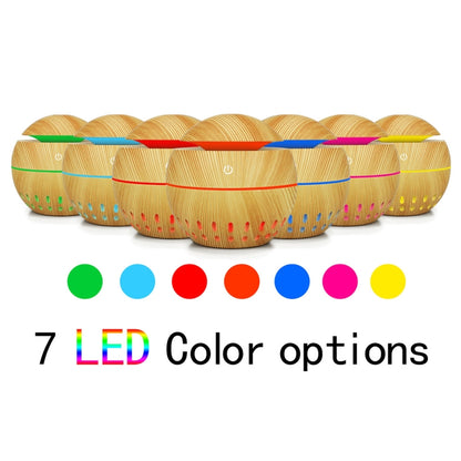 Wood Grain USB Hollowed-out Humidifier Seven Color Aromatherapy Lamp Automatic Alcohol Sprayer with Remote Control(Pink) by bashfashion