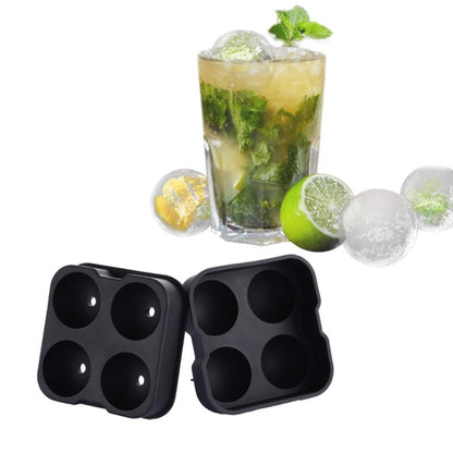 Ball Shape 4-Grid Silicone Ice Cube Mold by bashfashion