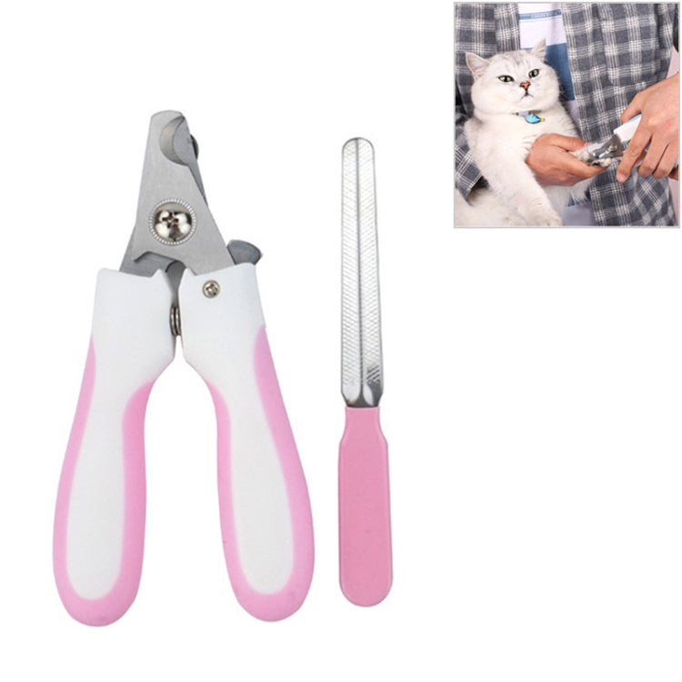 Pet Nail Clippers and Polisher Set, Size: Small(Pink) by bashfashion