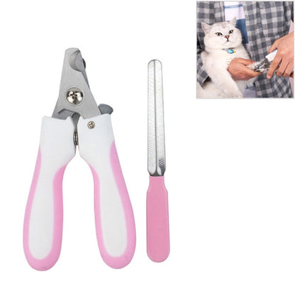 Pet Nail Clippers and Polisher Set, Size: Small(Pink) by bashfashion