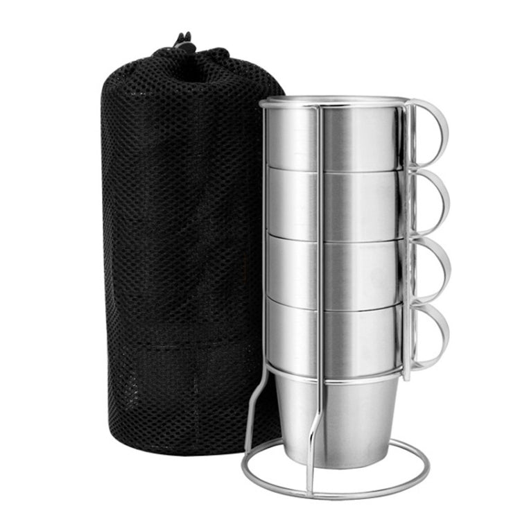 Outdoor Portable Picnic Cups Four Piece Suit Stainless Steel Drinking Mugs Anti-Hot Tea Coffee Cup by bashfashion