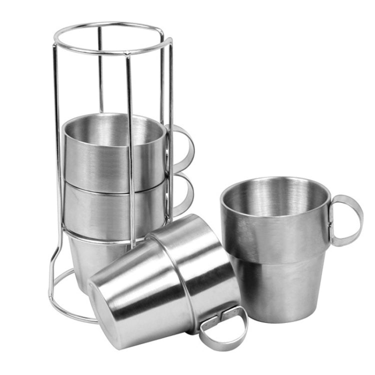 Outdoor Portable Picnic Cups Four Piece Suit Stainless Steel Drinking Mugs Anti-Hot Tea Coffee Cup by bashfashion