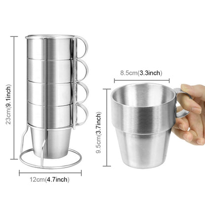 Outdoor Portable Picnic Cups Four Piece Suit Stainless Steel Drinking Mugs Anti-Hot Tea Coffee Cup by bashfashion