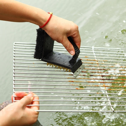 Outdoor Barbecue Cleaning Brush Camping Picnic BBQ Copper Wire Grill Three In One Right Angle Copper Wire Triangular Brush by bashfashion