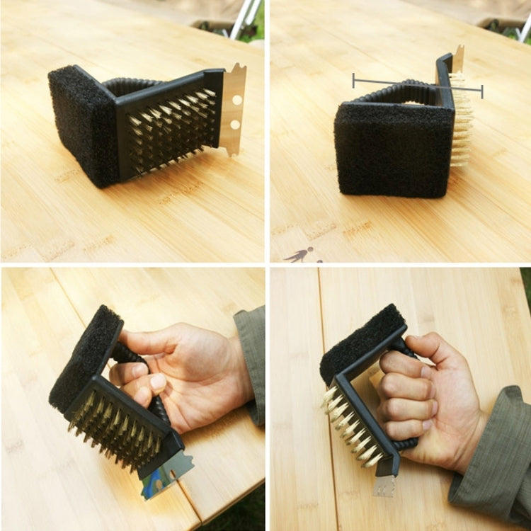 Outdoor Barbecue Cleaning Brush Camping Picnic BBQ Copper Wire Grill Three In One Right Angle Copper Wire Triangular Brush by bashfashion