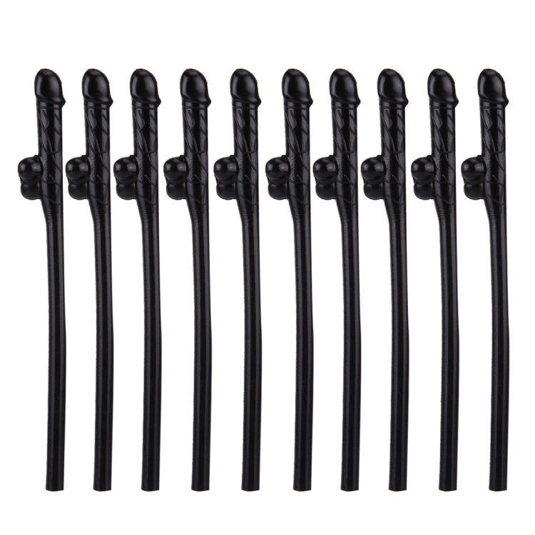 10 PCS Dicky Sipping Straw, Length: about 19cm(Black) by bashfashion