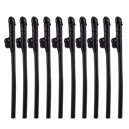 10 PCS Dicky Sipping Straw, Length: about 19cm(Black) by bashfashion