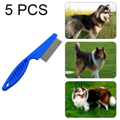 5 PCS Pet Cats Dogs Supplies Combs Fine Toothed Stainless Steel Needle Fleas Removal Combs, Length: 14cm (Blue) by bashfashion