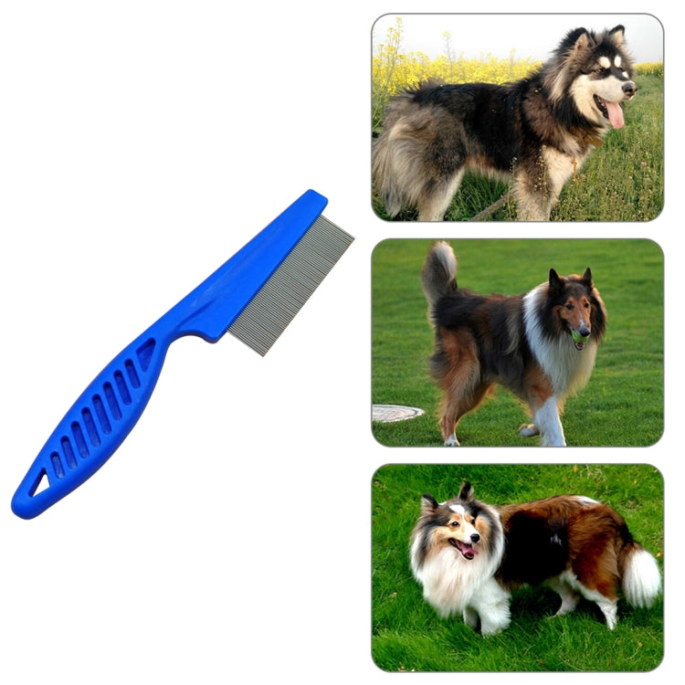 5 PCS Pet Cats Dogs Supplies Combs Fine Toothed Stainless Steel Needle Fleas Removal Combs, Length: 14cm (Blue) by bashfashion