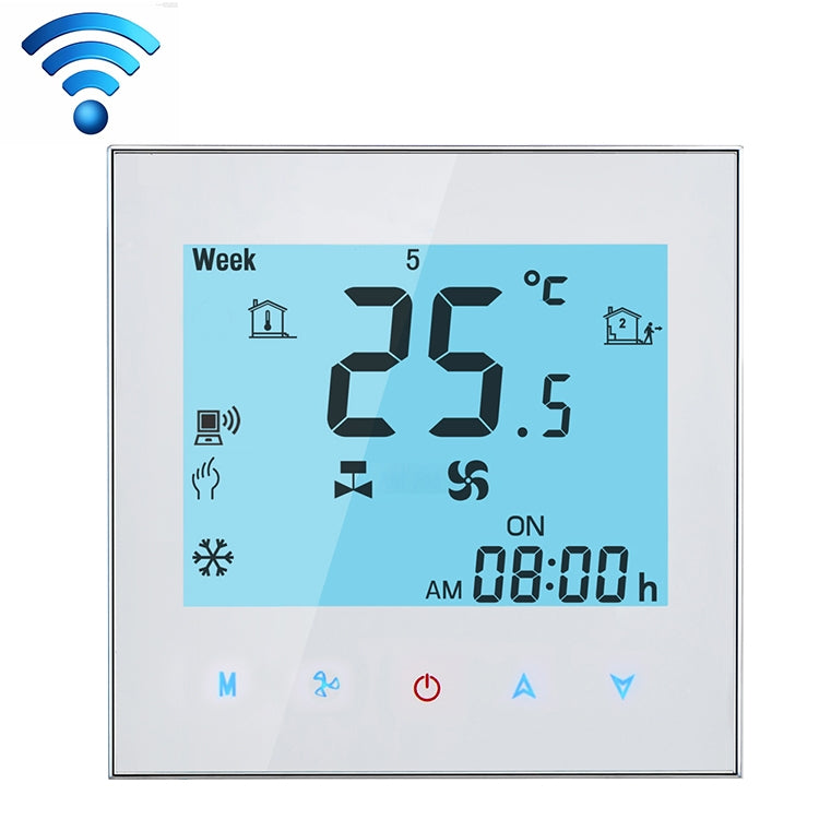 LCD Display Air Conditioning 4-Pipe Programmable Room Thermostat for Fan Coil Unit, Supports Wifi (White) by bashfashion